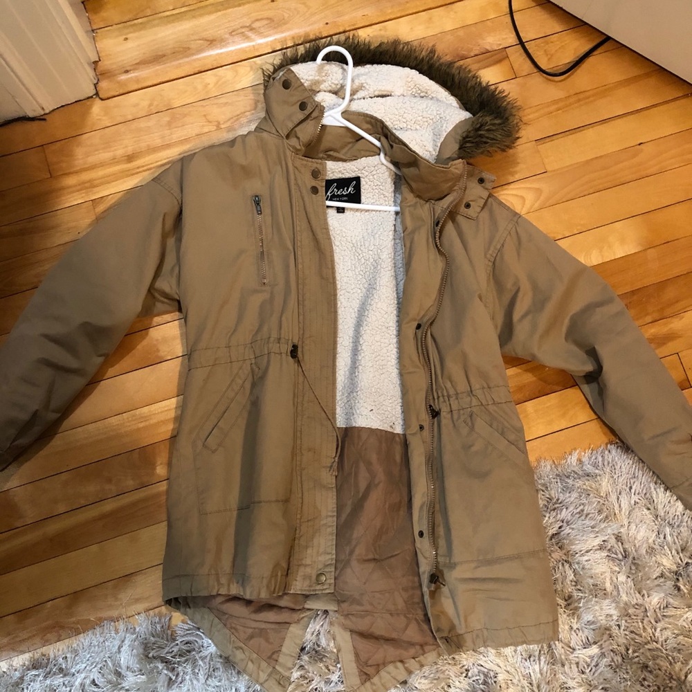 Mid length khaki jacket